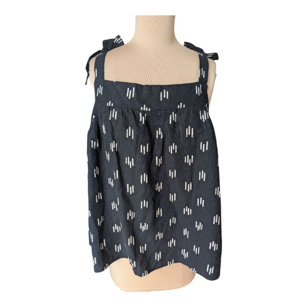 Sonoma Black and White Tie-Shoulder Sleeveless Blouse XL